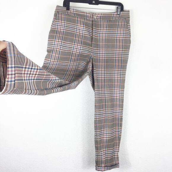 Anthropologie Malcolm Plaid Tapered Trousers Size 10 High Rise Preppy Minimalist - Picture 11 of 14
